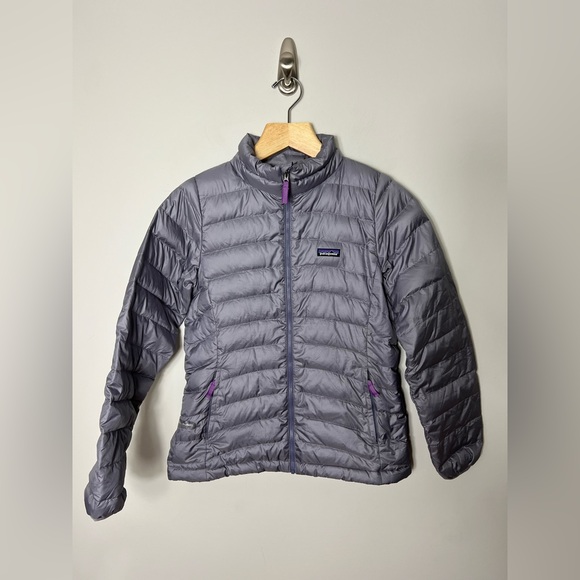 Patagonia Other - Patagonia Down Kids Sweater Jacket Puffer Coat Gray Purple Girls XXL